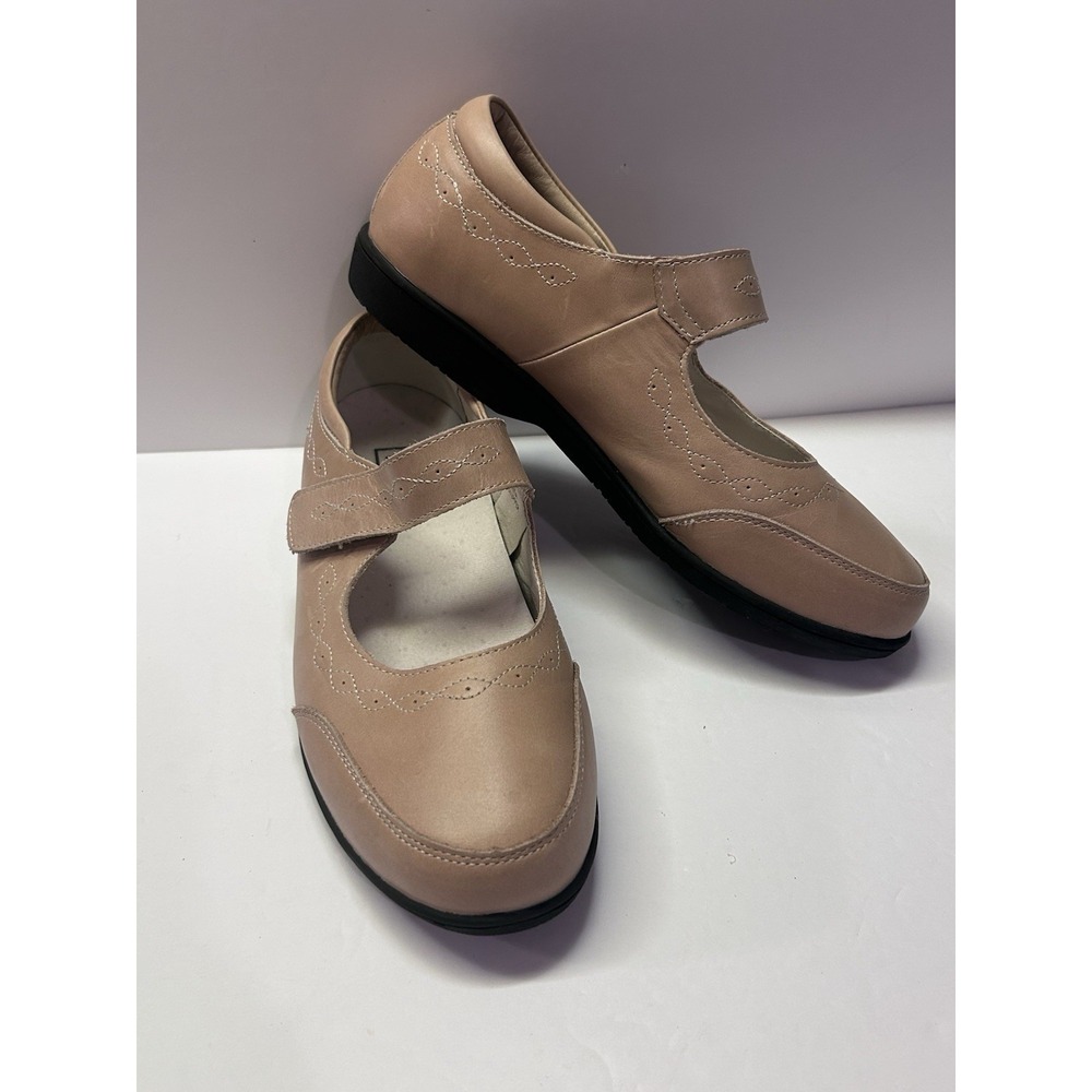 Propét WCA013L Mary Ellen Leather Mary Jane Shoes 8.5 2E X-Wide Tan Beige